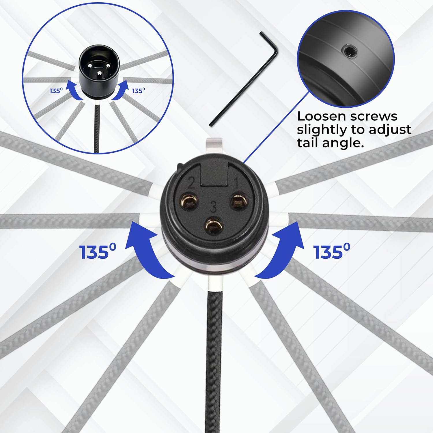 6-Pcs Rotatable Low-Profile 3-Pin XLR Female to XLR Male Adjustable-Angle Cable for Mic Sound Devices 302 552 633 688 788T Mixer, Zaxcom Zoom F8 Recorder and More, 20-Inches, 6 Colors Mix