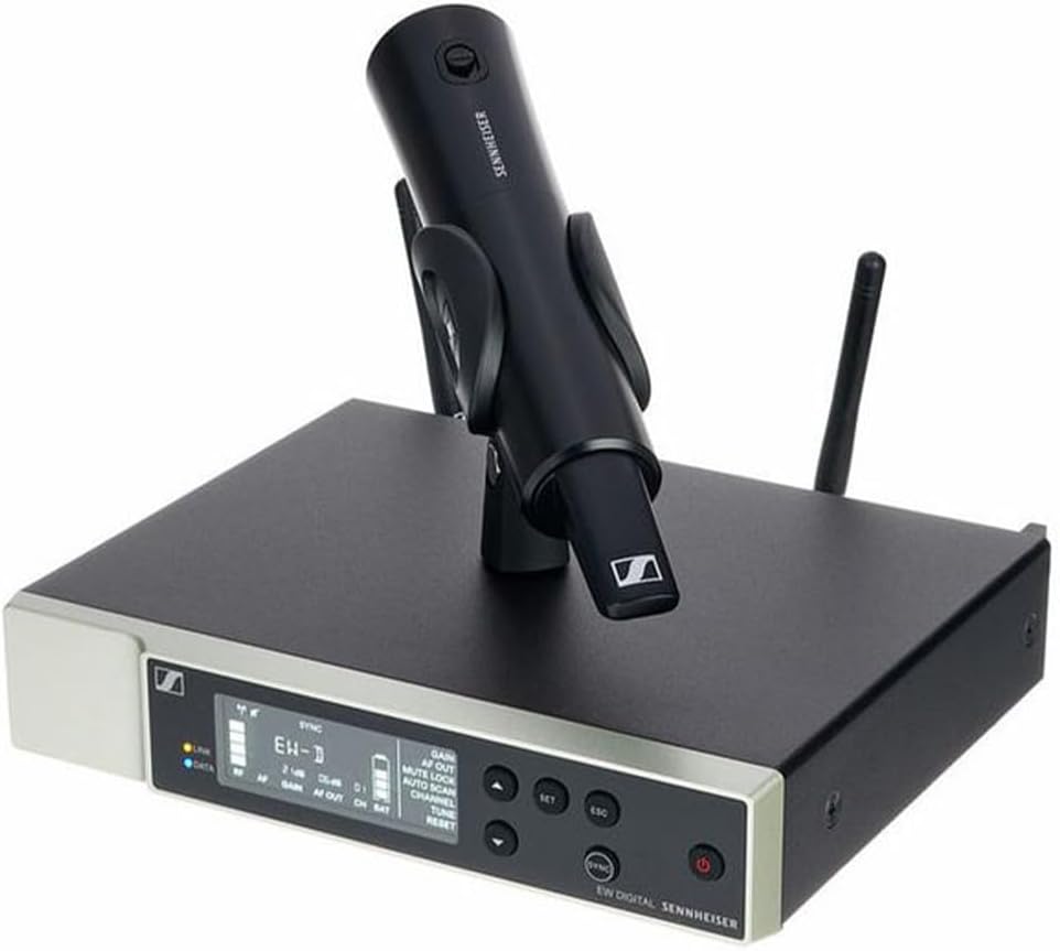 Sennheiser Wireless Handheld Base System Bundle with 4 AA Batteries & Cloth EW-D SKM-S (R4-9) Digital Wireless System with Handheld Transmitter, Receiver, Rack Kit & Accessories (552-608MHz)
