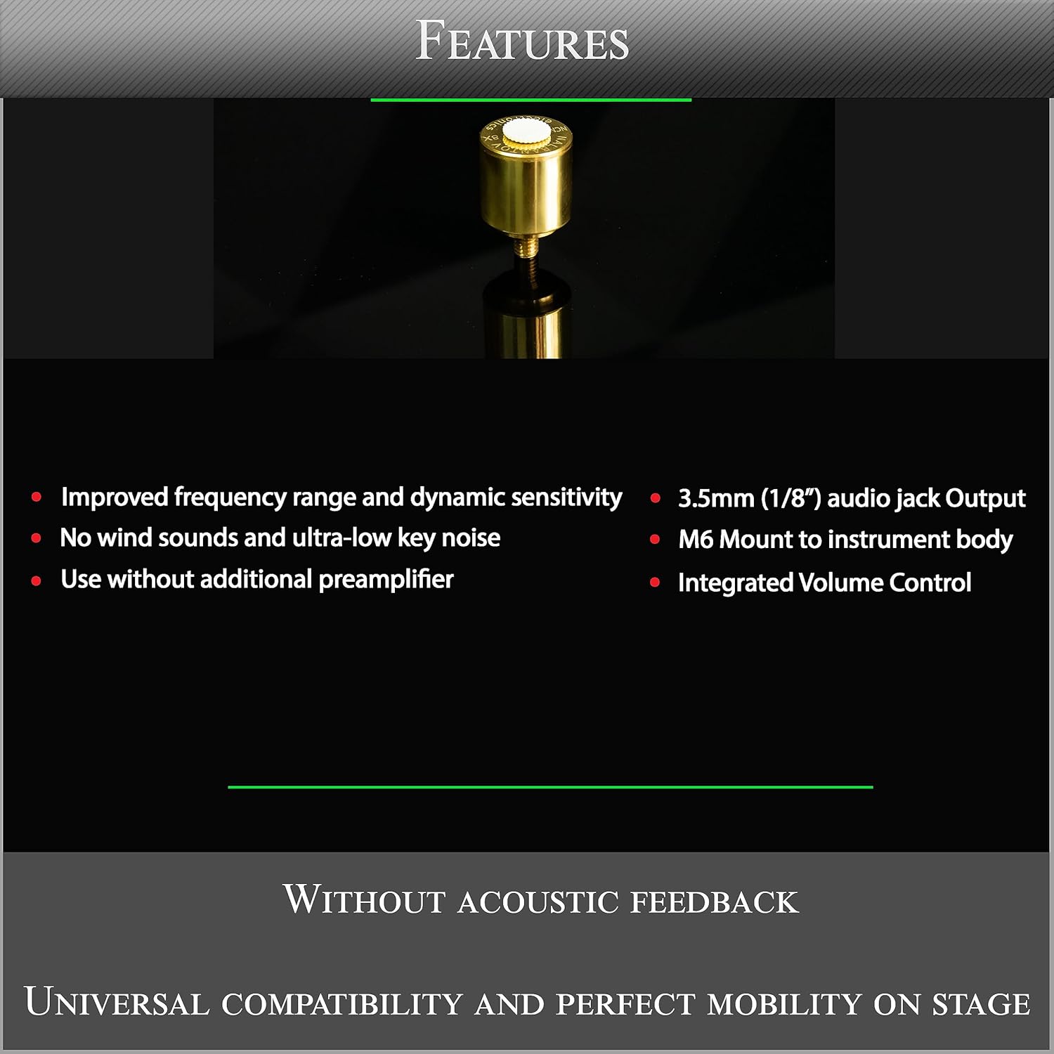 Tenor Saxophone Microphone Nalbantov NCM 8X ST set - Pickup System, Cable, Neck