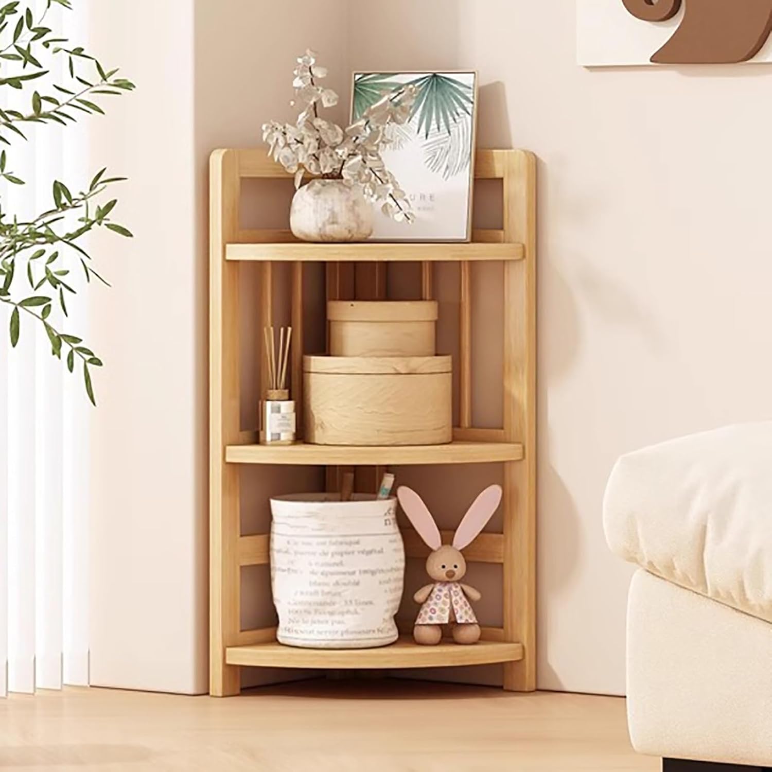 Corner Bookshelf Etagere Bookcase, Curved Decorative Storage Freestanding Display Shelf Stand, Floor Standing Rack, for Home Office, Living Room, Bedroom(80cm/31.5in)