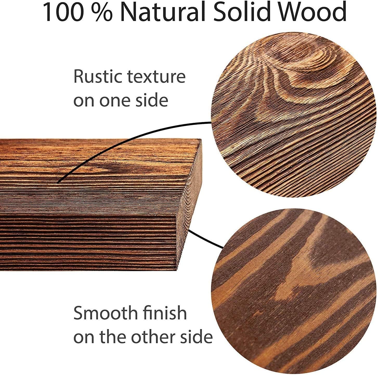 Floating Shelves Wood Floating Shelves Set Handcrafted Rustic Pine Kitchen Office Bedroom Wall Mounted Smooth Finish Organizers 2 Pack (2 x 5.5) (24 inches, Classic Gray)