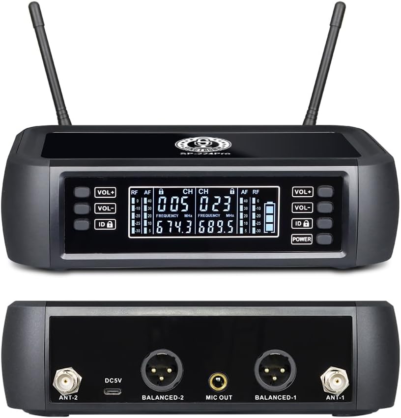 SINGTRONIC SP-224Pro Rechargeable Digital Wireless Microphone System | Built-in Lithium Battery, Anti-Howling, No Power Outlet Needed, Hands-Free Karaoke Mic for Outdoor Use