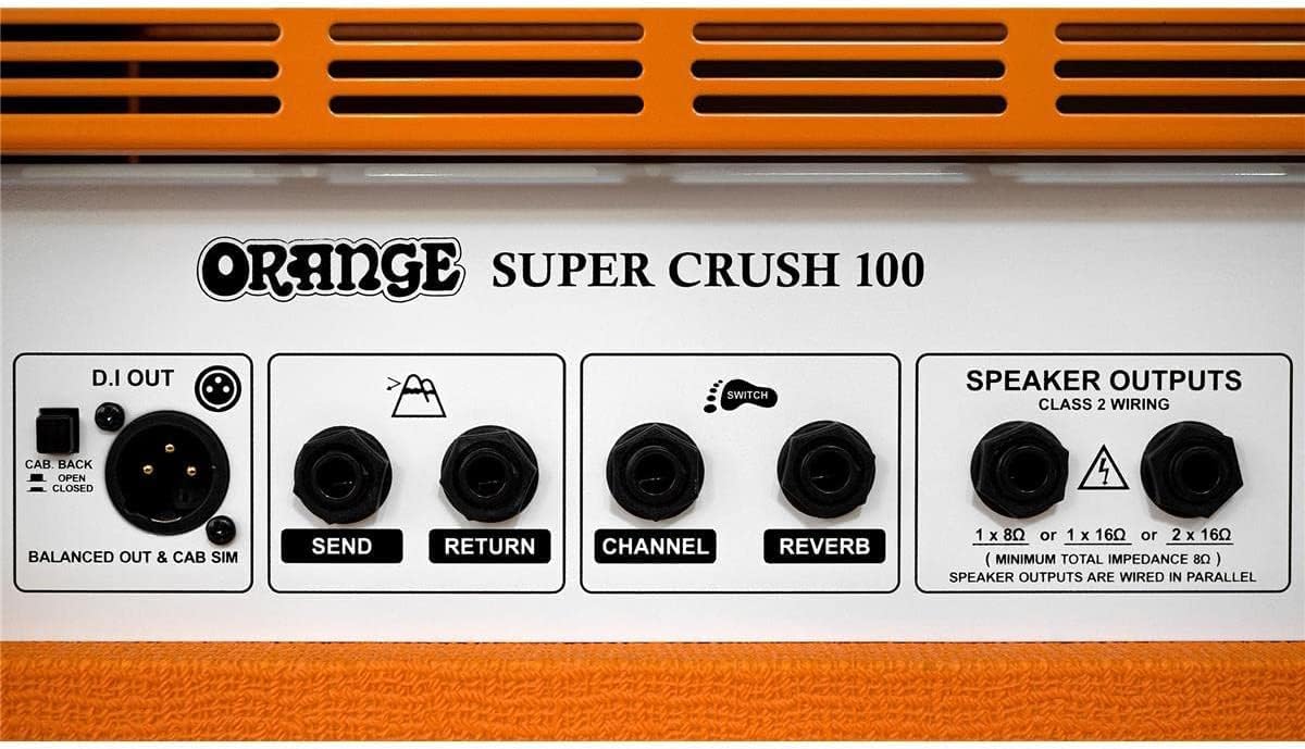 Orange SUPER-CRUSH-100-H Super Crush 100W Guitar Amplifier Head Bundle w/Pig Hog 10' Orange Creme 2.0 Guitar Bass Cable, Power Cable & Liquid Audio Polishing Cloth