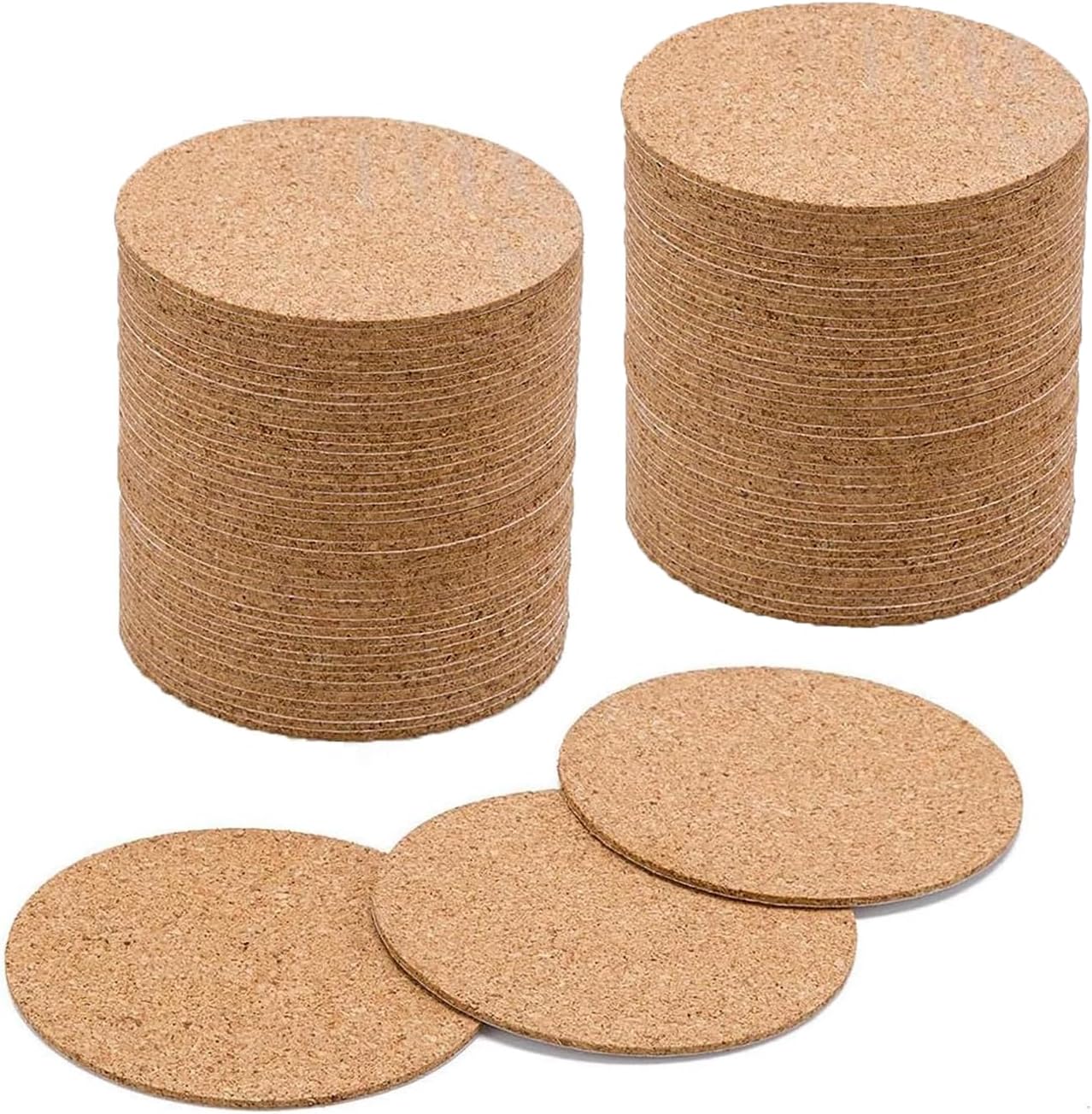 Natural Cork Round Bulletin Board Set,Self-Adhesive Office Boards,for Office Wall Tidying, Photo Displays, DIY Craft Projects,Rustic Décor,Thickness:8mm-10PACKS(Size:20cm,Color:Natural Wood Color)