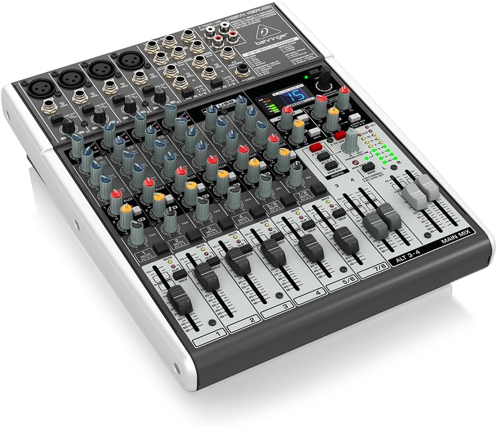 Behringer XENYX X1204USB Premium 12-Input 2/2-Bus Mixer with XENYX Mic Preamps and Compressors, British EQ, 24-Bit Multi-FX Processor and USB/Audio Interface