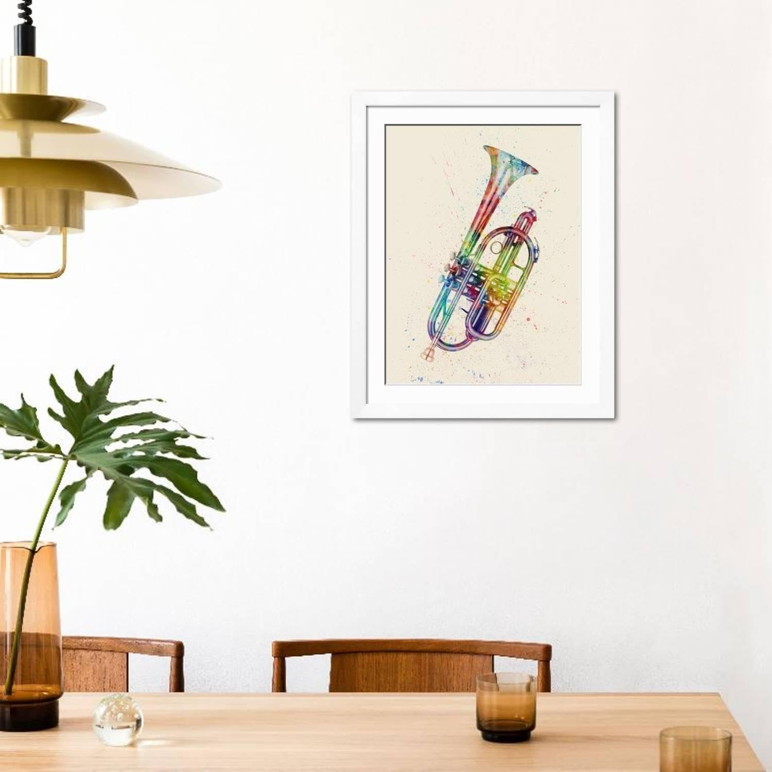 ART.COM Wall Art Print Cornet Abstract Watercolor on White Frame by Michael Tompsett, 32