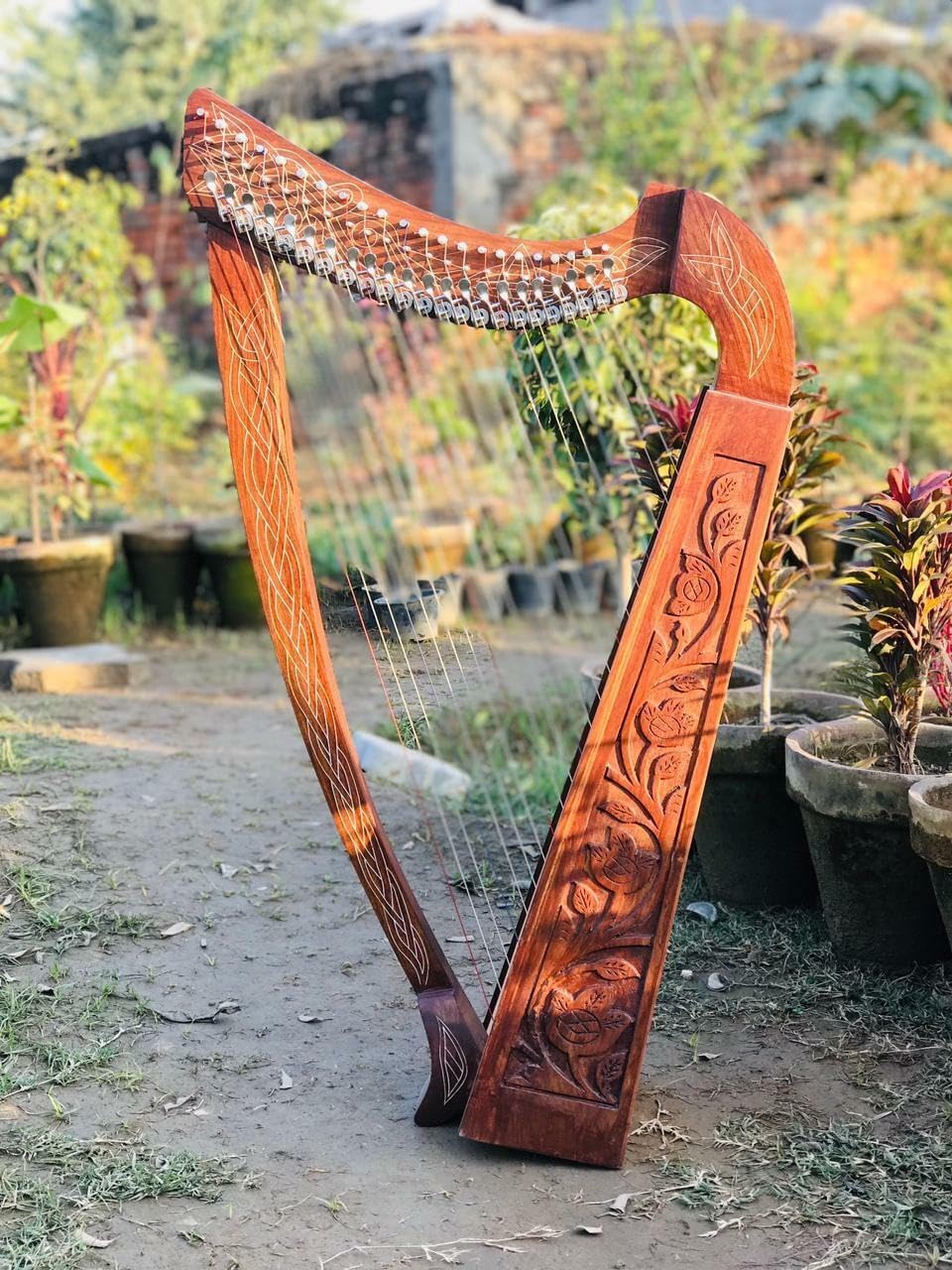 KZA BRAD'S 38 inches big 22 String harp SOLID ROSEWOOD WITH KEY Extra Strings & Carrying case Great for Teenagers