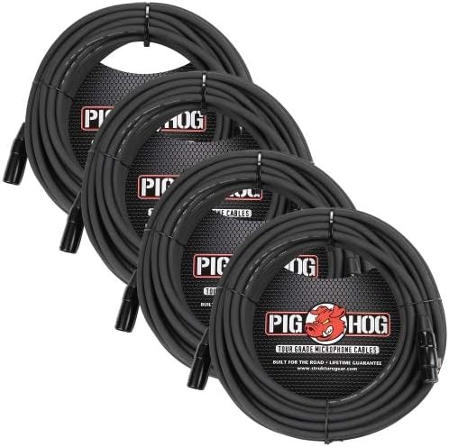 Pig Hog PHM50 50FT High Performance XLR Microphone Cable 4 Pack