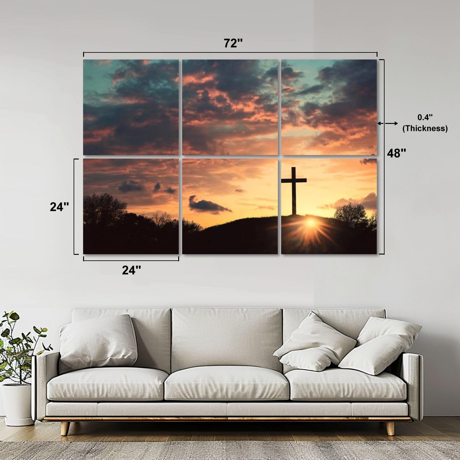 Art Acoustic Panels Self Adhesive Easter Crucifixion scene three 6Packs Decorative Soundproof Wall Panels Large Sound Absorbing Panels for Home Office 48