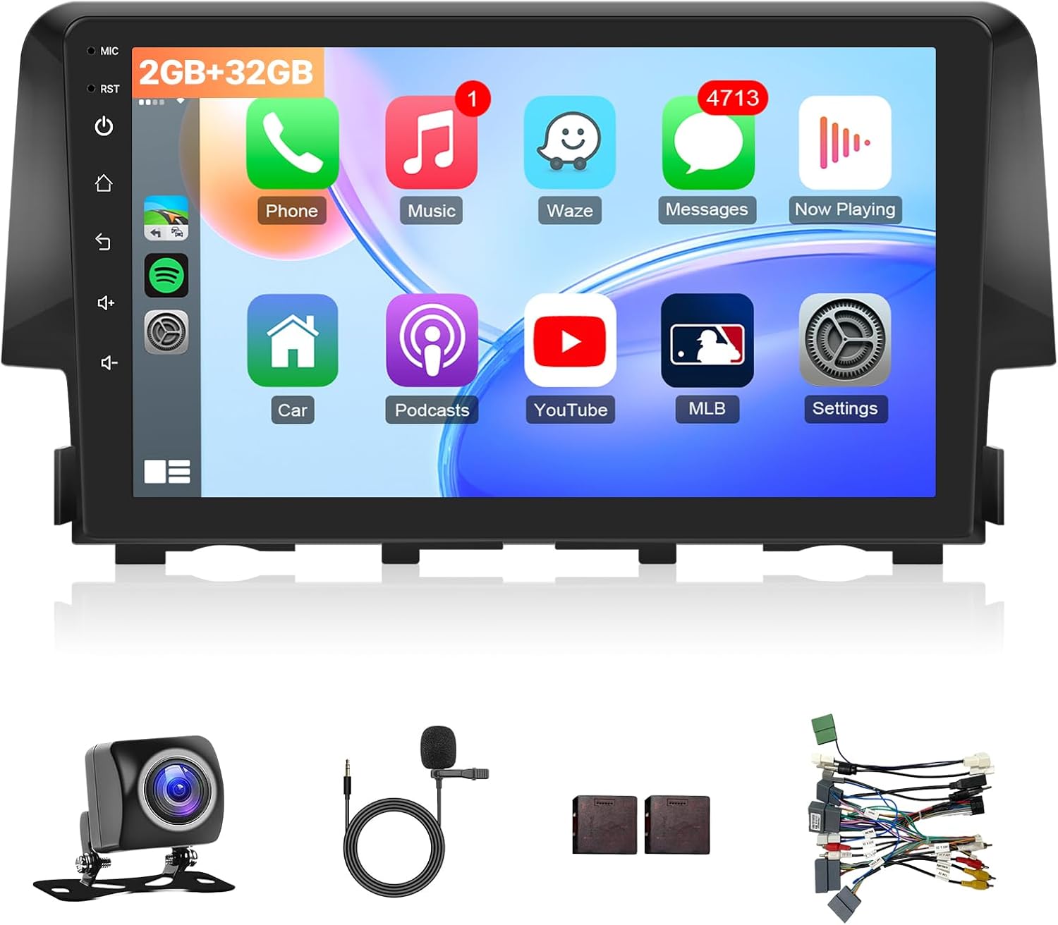 Car Stereo for (JBL Version) Honda Civic 2016 2017 2018 2019 2020 2021, Android GPS Navigation Head Unit Radio Replacement with Wireless CarPlay Android Auto Backup Camera