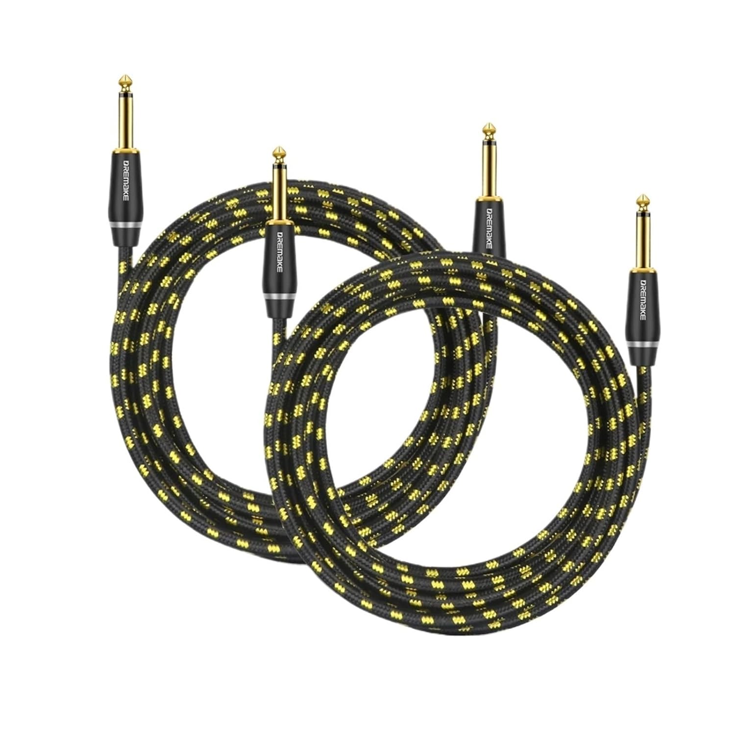 Guitar Cable 6.5mm Instrument Cable Amp Cord 1/4 Inch to 1/4 Inch Audio Cable for Bass Keyboard Mixer Amplifier Speaker and More(Pack of 2,2m)