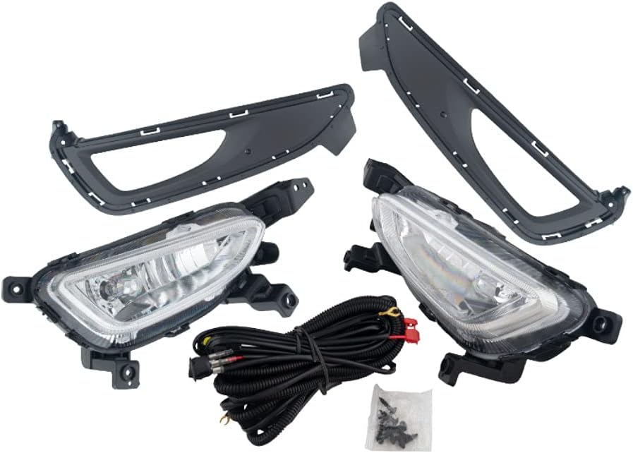 Replacement For 2016 2017 2018 Hyundai Tucson Bumper Fog Driving Lights Left & Right Side (With LED Bulbs)