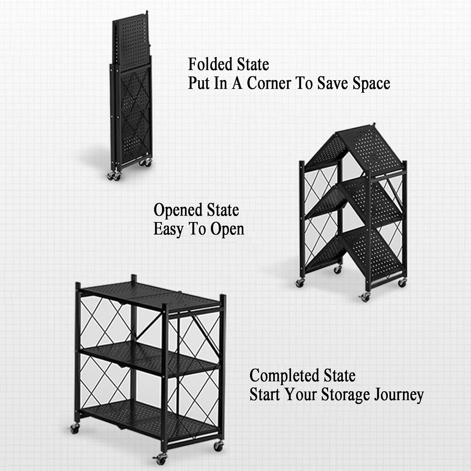 5 Cube Bookshelf, Foldable Simple Mobile Bookshelf, Multi-Layer Home Desk Side with Wheels, Suitable for Reading Corner, Living Room (Black, White)(Black,80 X 35 X 162cm) (White 80 X 35 X 162cm)