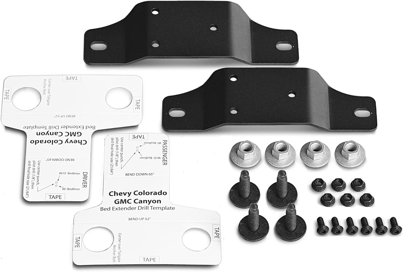 RealTruck AMP Research BedXTender Bracket Kit, 2 Brackets + Hardware & Drill Template | 74611-01A | Fits 2019 - 2022 Chevrolet Colorado & GMC Canyon