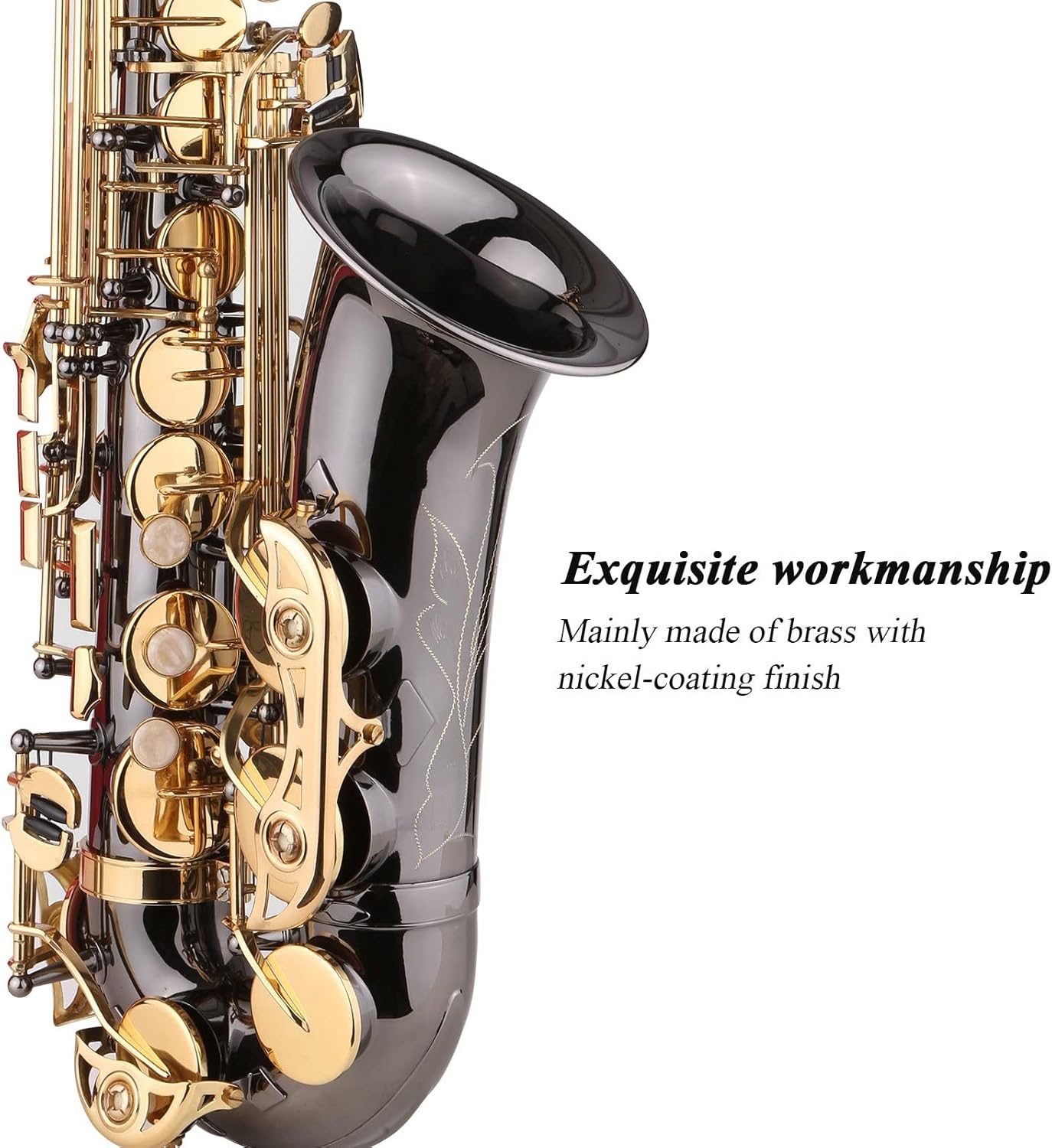 EB E-Flat Alto Saxophone Sax Nickel-Plated Brass Body with Engraving Keys Woodwind Instrument with Carry Case Professional Saxophone