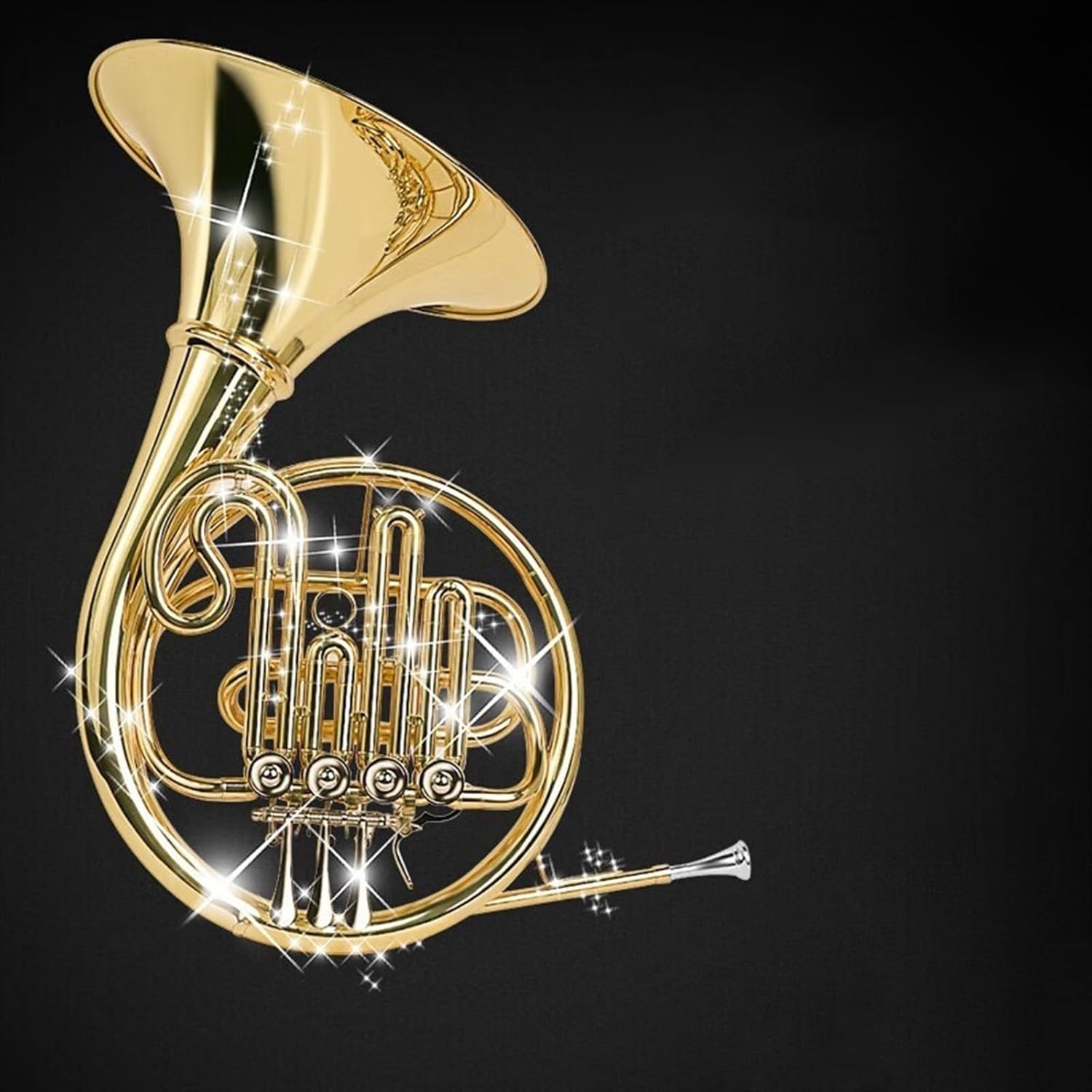 Brass French Horn French Horn Instrument Four-Key Single Performance Grade Examination Golden French Horn