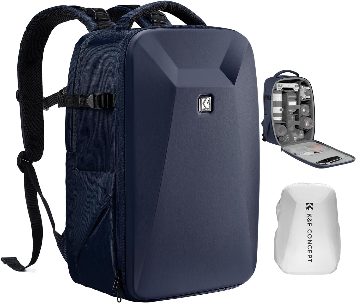 K&F CONCEPT Camera Backpack,Hardshell Photography DSLR Camera Bag with 15-15.6 Inch Laptop Compartment Hard Shell Camera Case Compatible with Canon/Nikon/Sony/DJI Mavic Drone