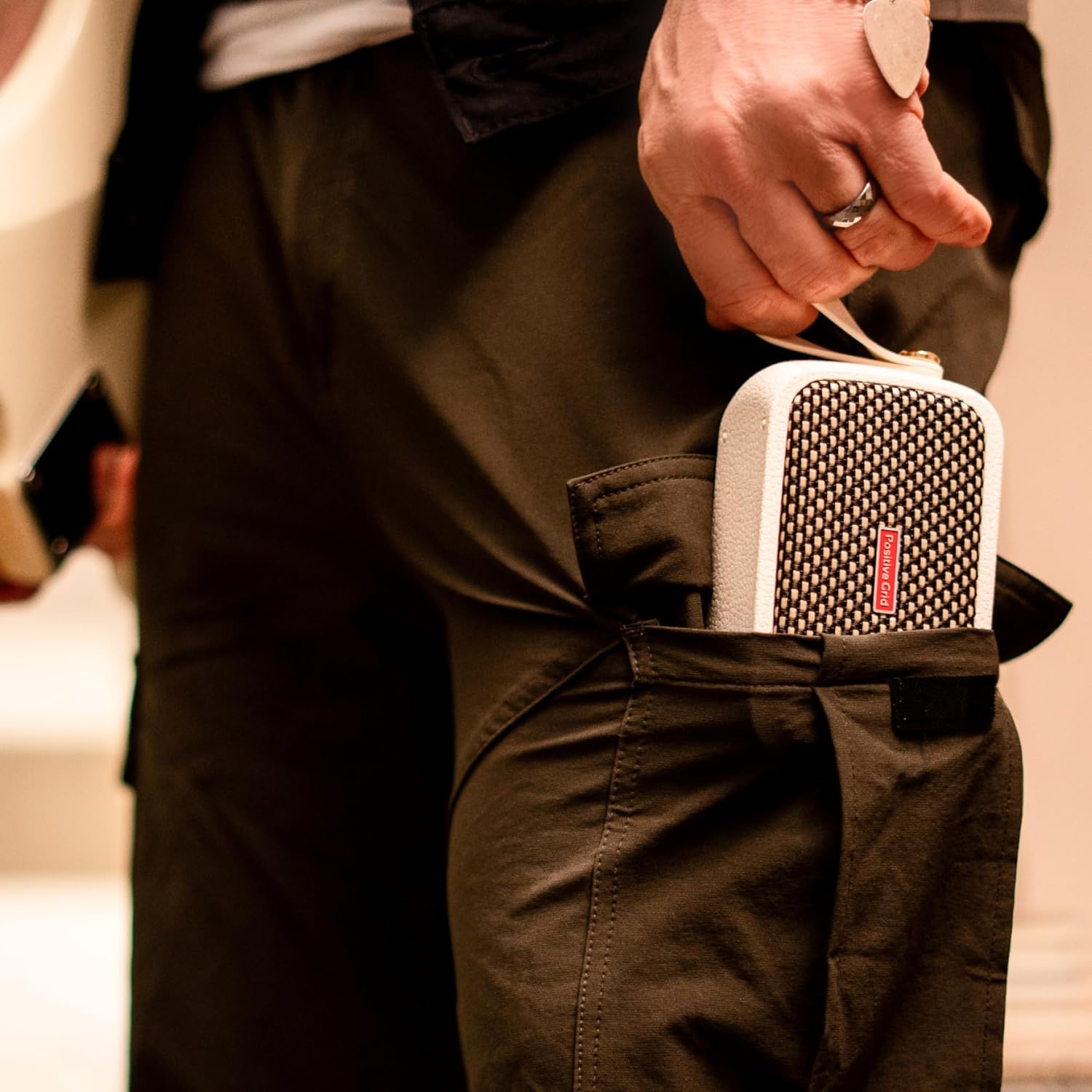 Positive Grid Spark GO 5W Ultra-Portable Smart Guitar Amp, Headphone Amp & Bluetooth Speaker with Smart App for Electric Guitar, Acoustic or Bass – Pearl