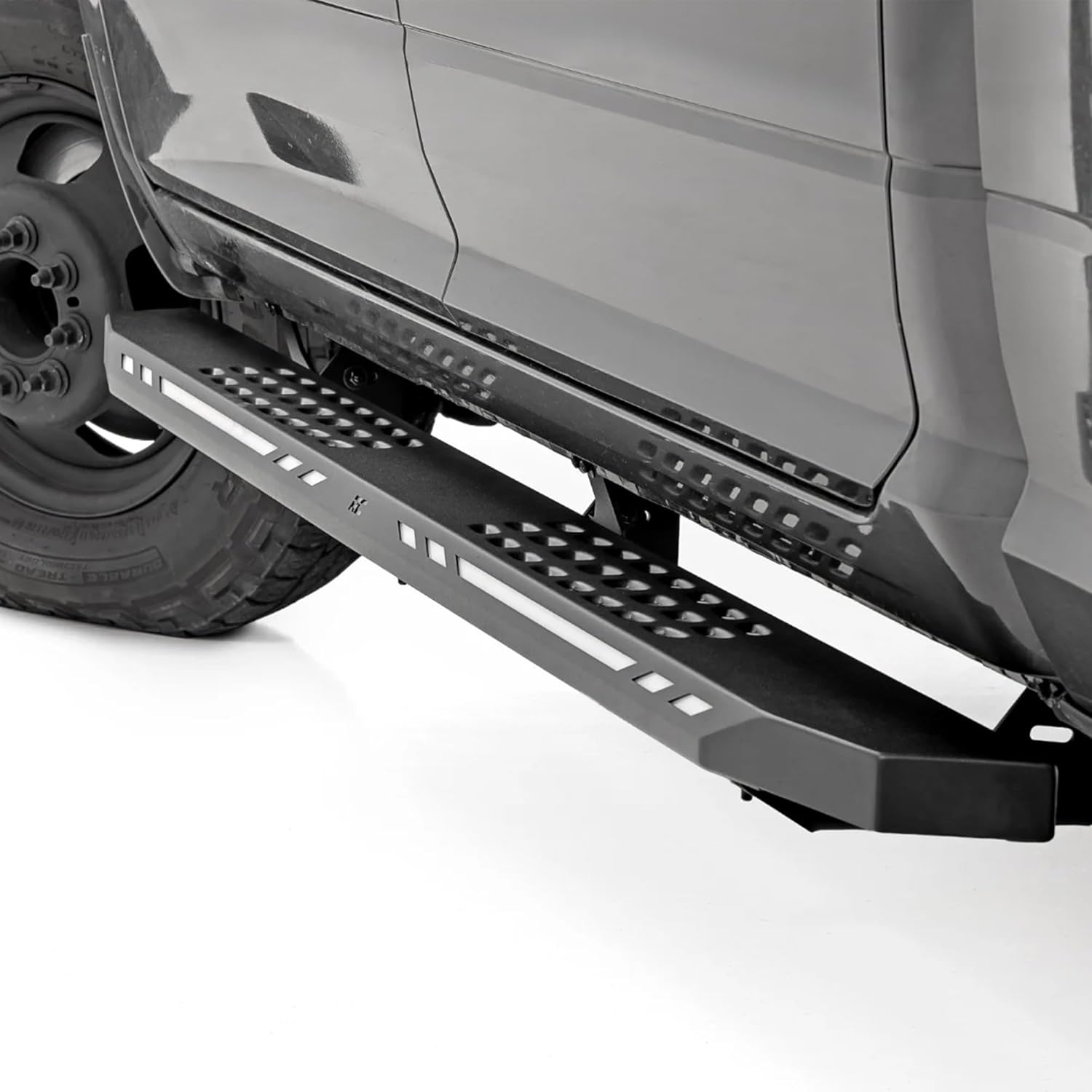 Rough Country AC2 LED Running Boards for Ram 1500/2500/3500 Crew Cab (2010-2025 & Classic) - Heavy Duty Steel Side Steps with Amber/White LED Lights