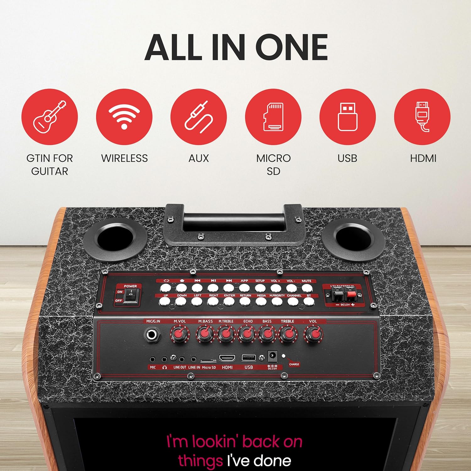 Pyle Portable Karaoke Machine with Wireless Bluetooth Speaker, Touchscreen, Microphone, Wheels & Handle, Supports USB/SD/PC/TV/MP3, Ideal for Parties, Outdoor Events, Home Karaoke & More