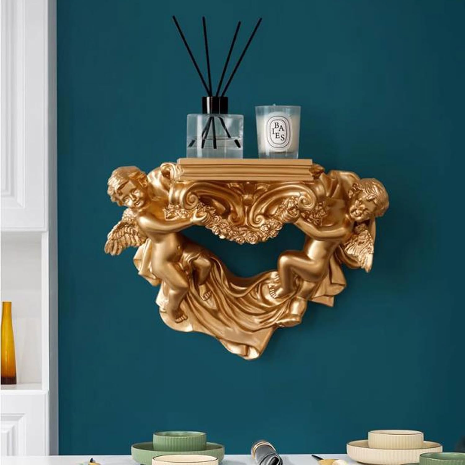 Floating Wall Shelves Modern Small Floating Shelf for Wall, Mini Wall Shelves Decor Plant Collectibles Display Mounted Kitchen Bathroom Bedroom Corner Decorative Storage Stand Rack Shelving Wall Mount