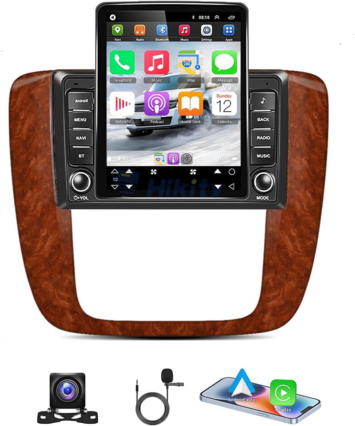 PHEZEN 9.7inch Car Radio Stereo for GMC Seirra Yukon 2007-2014 with Wireless Carplay Android Auto 2+32G Car Radio for Chevrolet Silverado Tahoe Suburban Bluetooth AHD Backup Camera+Mic