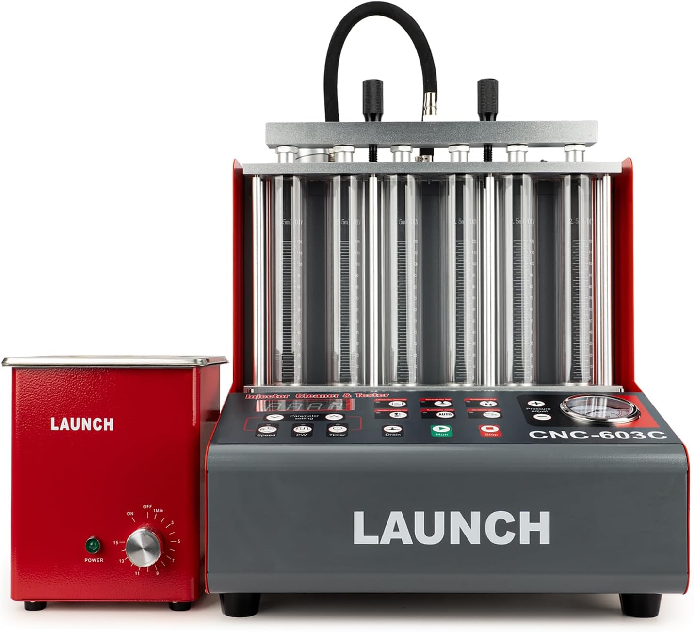 LAUNCH CNC-603C Fuel Injector Cleaning Machine - 2026 Latest Version 6-Cylinder Automotive Ultrasonic Fuel Injection System Tester and Cleaner with Exclusive Automatic Oil Discharge Function