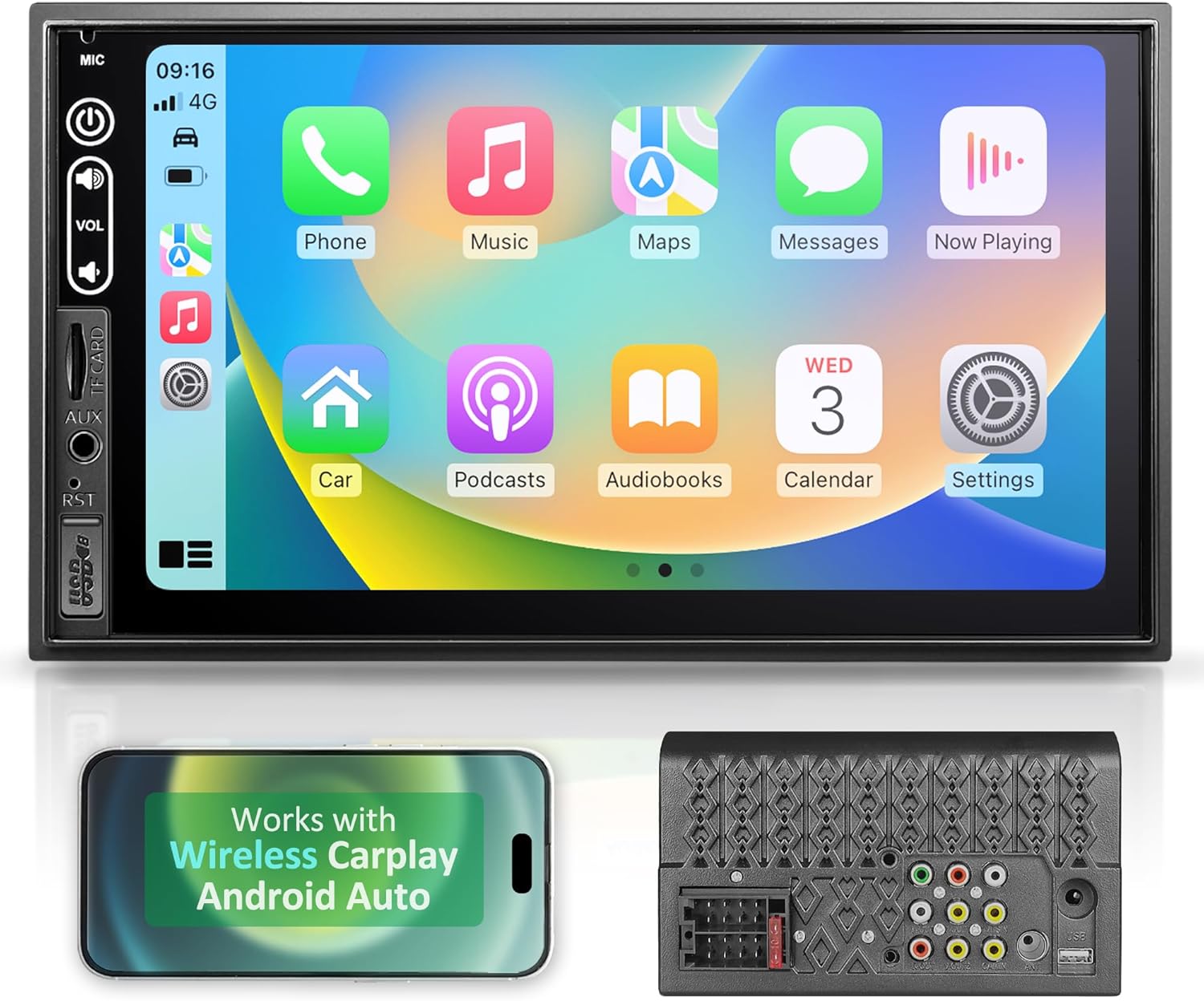 Double Din Car Stereo Compatible with Wireless Apple Carplay, Android Auto - 7