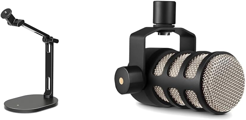 RØDE DS2 Desktop Studio Arm for Microphones, Cameras, Smartphones, Lights and Other Accessories (up to 900g) & PodMic Cardioid Dynamic Broadcast Microphone, Black