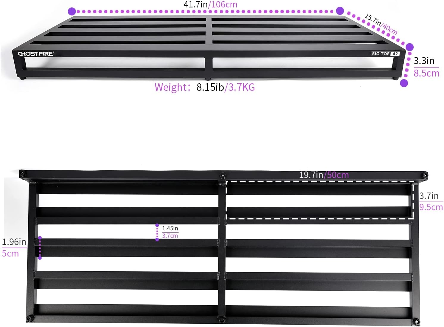 Ghost Fire Guitar Pedal Board Aluminum Alloy 8.15lb Effect Pedalboard 41.7