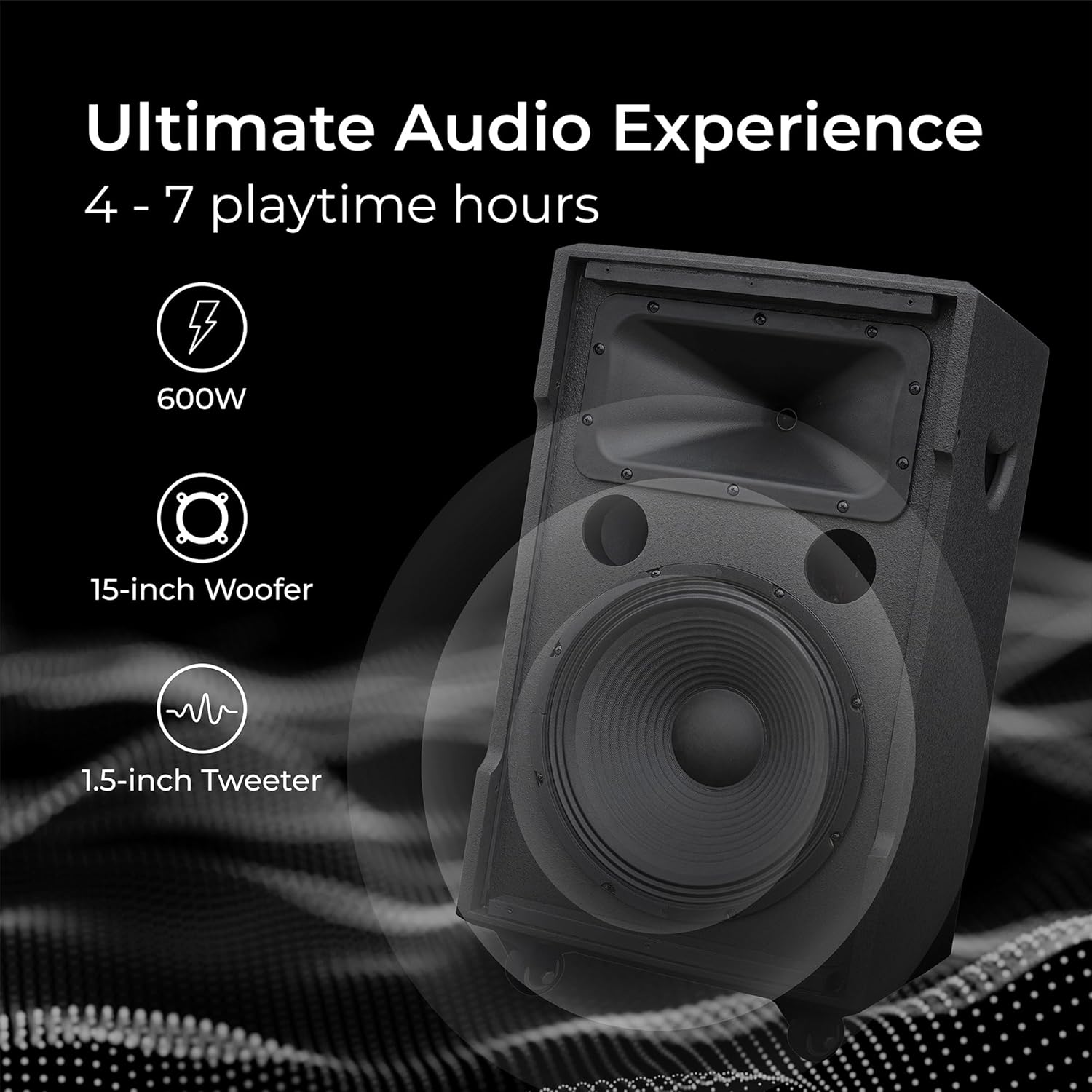 DS15XPro Karaoke Machine Speakers Bluetooth Wireless with Wireless Microphones, Karaoke System Best Machine for Adults Karaoke with Bluetooth Professional Karaoking Dual Speakers Karaoke