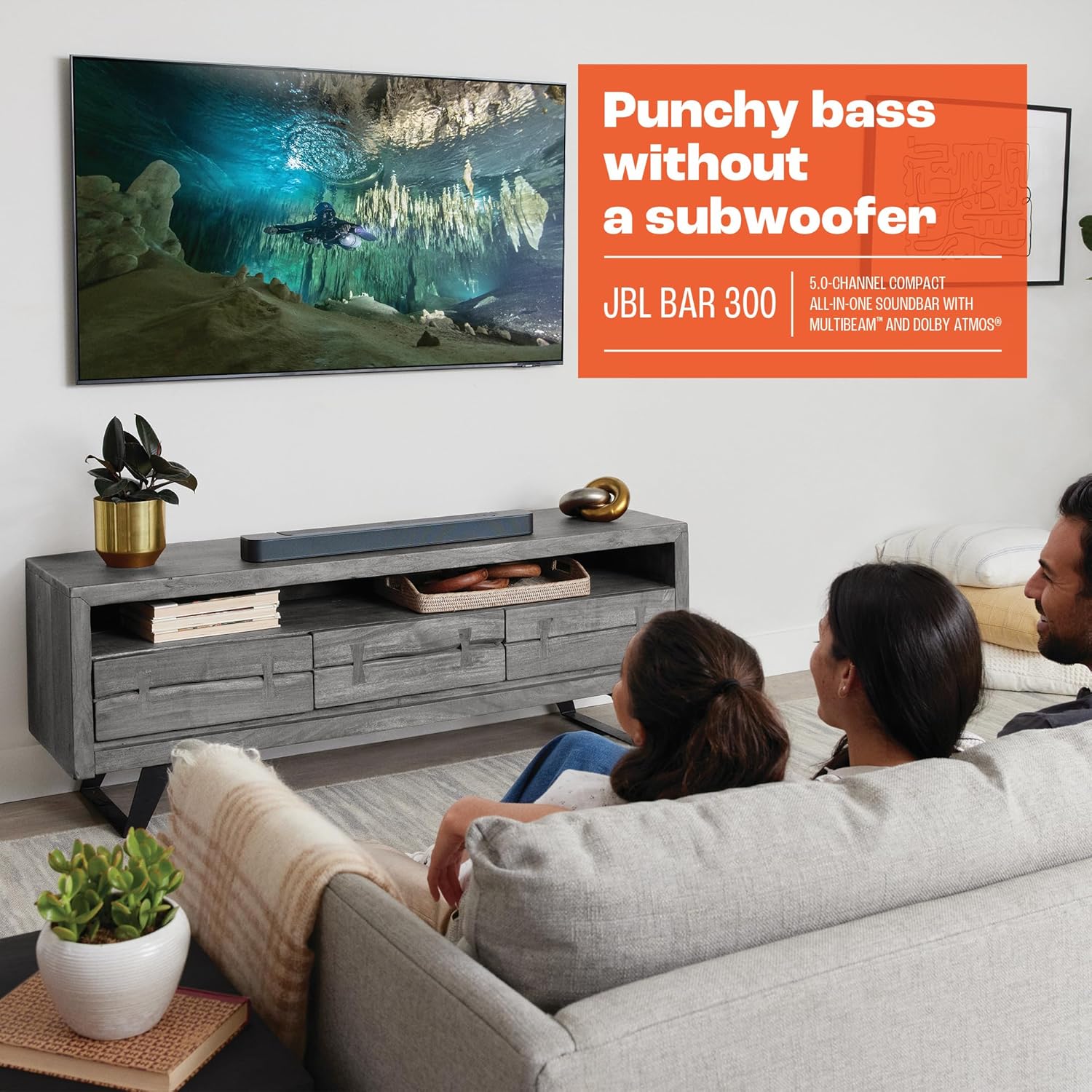 JBL Bar 300: 5.0-Channel Compact All-in-one soundbar with MultiBeam™ and Dolby Atmos®, Black