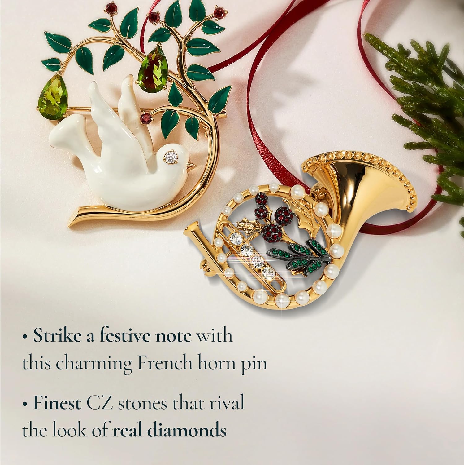 Nadri Santa Pin - Christmas Brooch Pins for Women, Xmas Brooches Set Festive Holiday Ornaments Party Gift Costume Jewelry Set