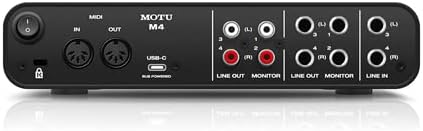 MOTU M4 4x4 USB-C Audio Interface Bundle with Headphone, XLR Cables, and 6Ave Cleaning Kit