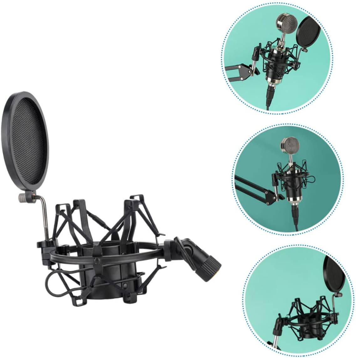 1 Set Anti-Vibration Protecting Anti- Bracket Blowout Clip Stand Cover Mount Accessories Mic Shockmount Holder Shockproof Vibration Microphone Shield Filter for Universal Rack Stands (Color : B