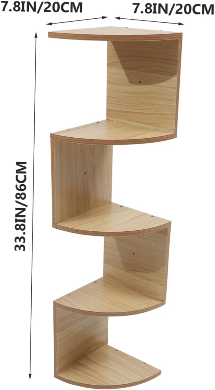 1set Elegant Wooden Wall-Mounted Storage Shelf Multipurpose Corner Shelf Wall Mount for Living Room Bedroom