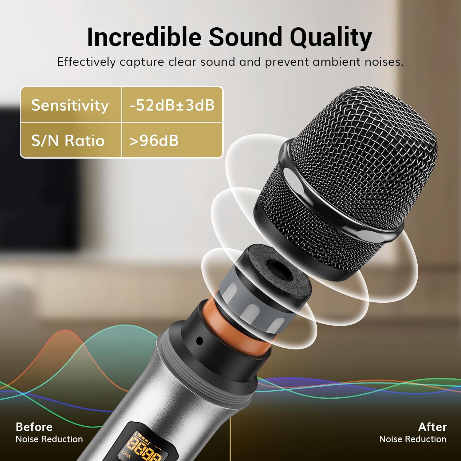 TONOR TW820 Wireless Microphone System and TW620 Wireless Microphone, Metal Professional UHF Cordless Dynamic Mics for Home Karaoke, Wedding, Church