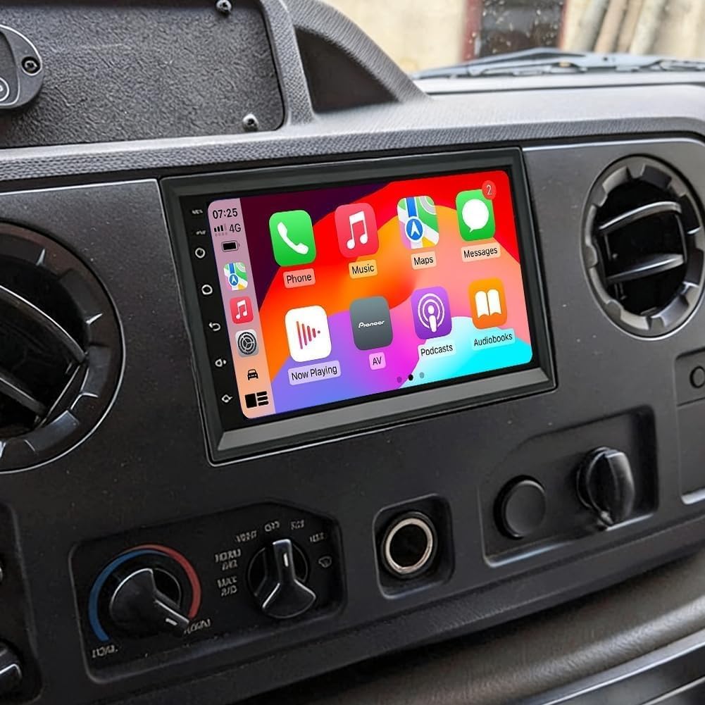 Car Stereo Radio Compatible for Ford E250 2009-2014 with Carplay Android Auto GPS Navigation 7in Touchscreen Car Radio Player with Bluetooth WiFi FM SWC Mirror Link Split Screen + Backup Camera