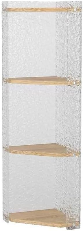 Wall Corner Bookshelf Multi Unit Organizer,Transparent Display Shelf Corner Shelves Freestanding Bookcase for Bedroom Modern Accent Cabinet Sundry Storage Shelves ()