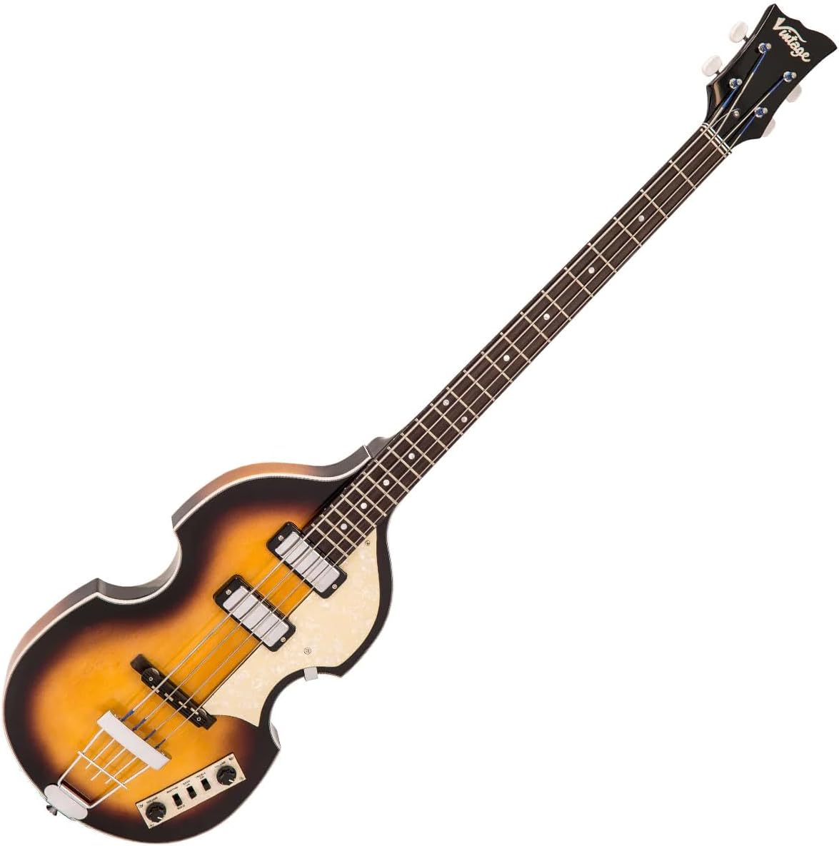 Vintage Violin 4 String Bass Guitar with Hard Case - Antique Sunburst - VVB4SB