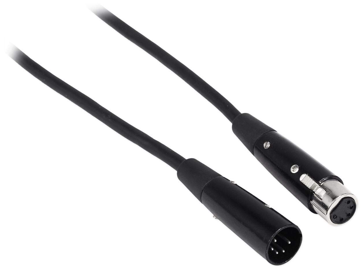 Rockville RDX5M25 25' 5-Pin DMX Lighting Cable, 100% OFC Copper, Black Nickel-Plated Connectors, 120 Ohm, Durable PVC Jacket, for DJs and Stage Lighting, 4-Piece