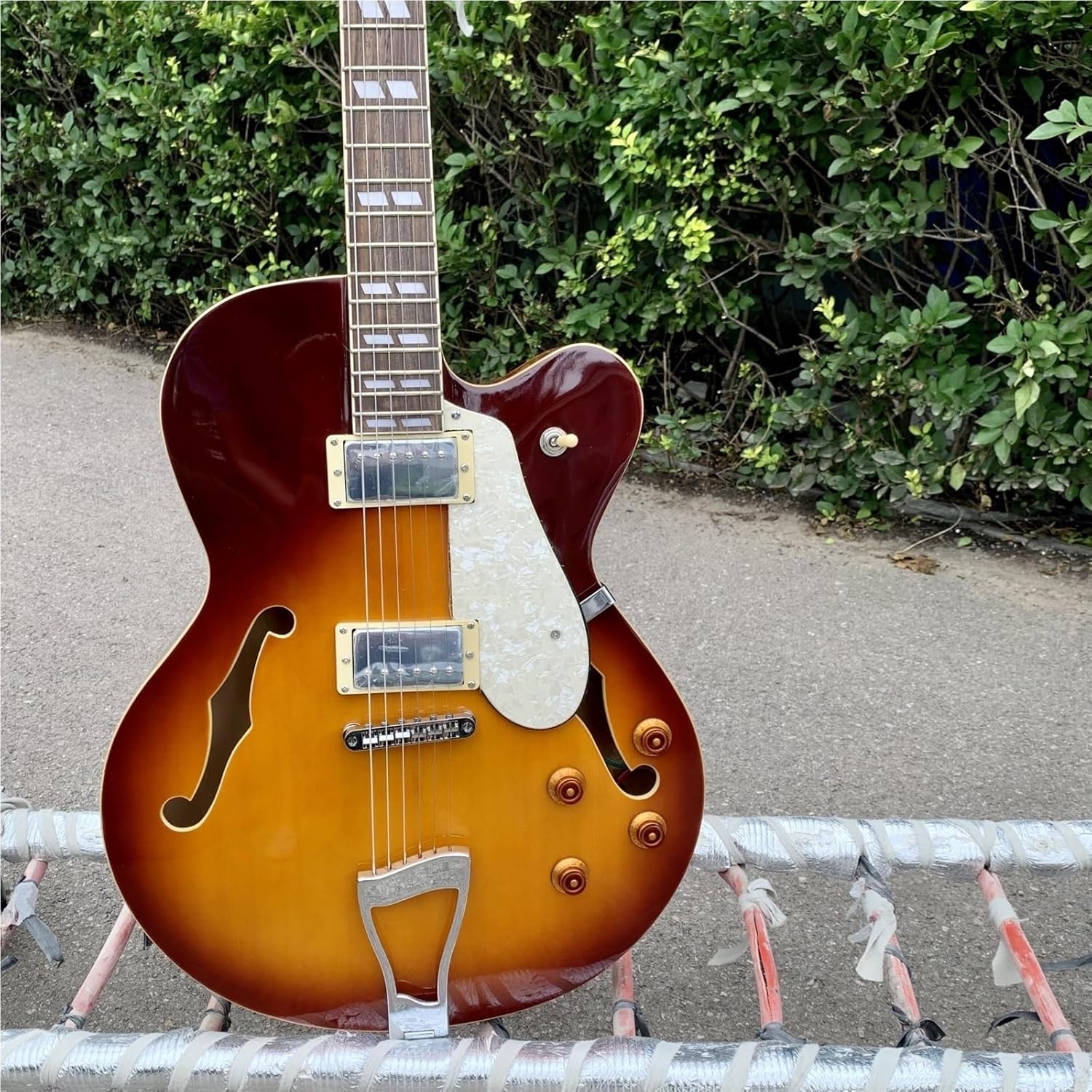 Beginner Electric Guitar Kits Sunset Color Full Hollow Thick Body Jazz Electric Guitar Handmade F Hole