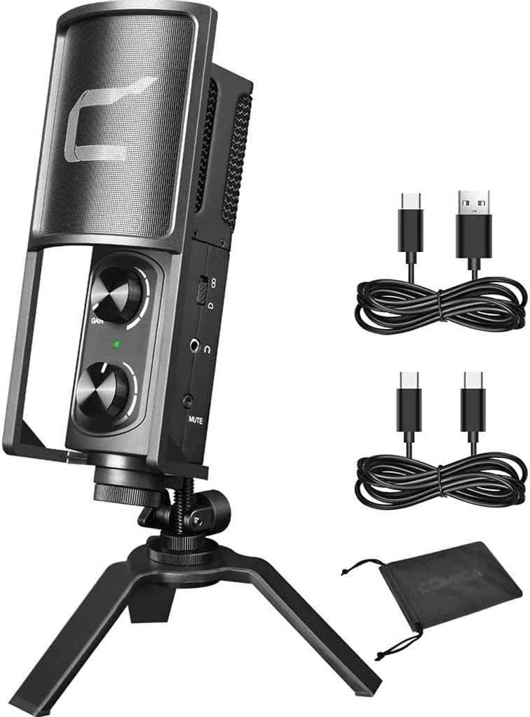 Microphone for USB C-Type Smartphones/Computers for Excellent Audio Recording Directly to A Computer Or Mobile Device, Black