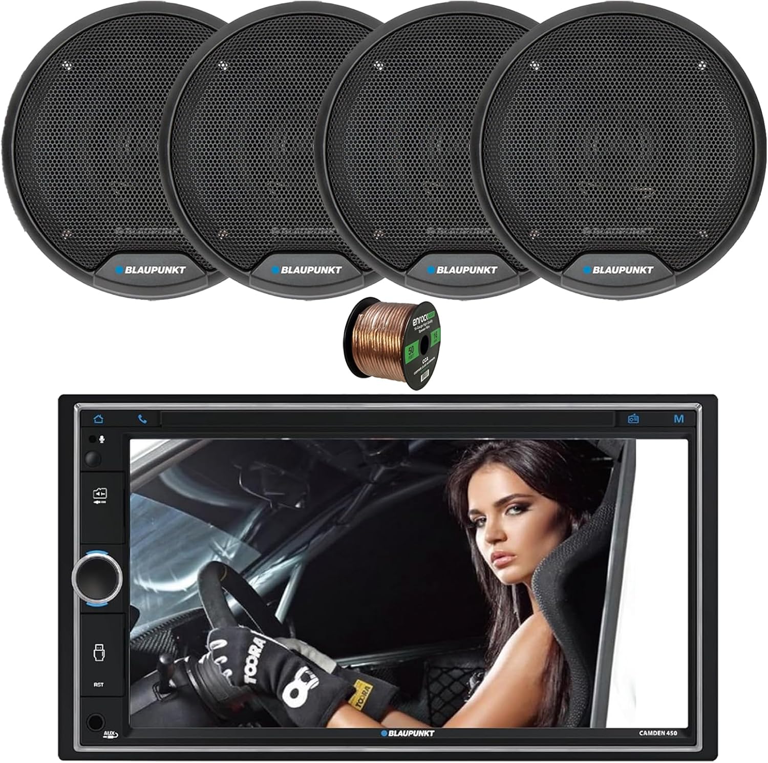 Blaupunkt CAMDEN 450 7 Touchscreen Double DIN Bluetooth AM/FM Digital Multimedia Receiver, 4x 6