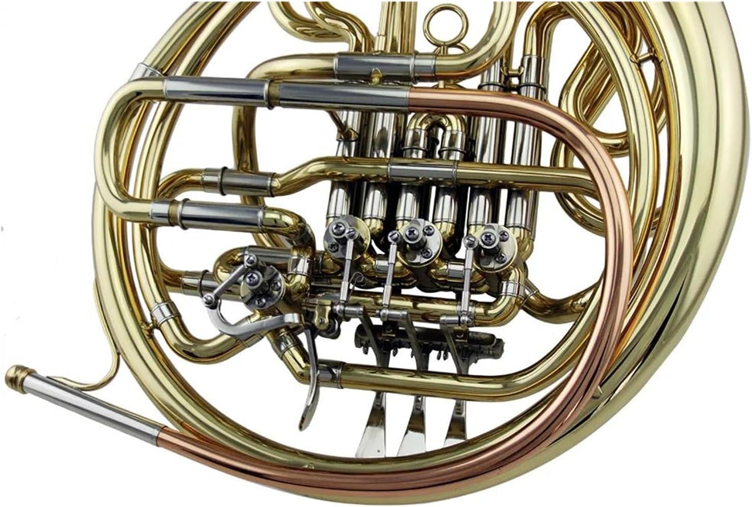 Professional Gold Lacquer 4 Key Double French Horn