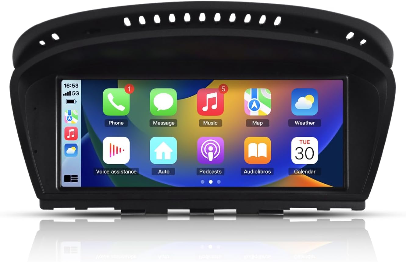 8.8 inch Android AUTO Touch Screen Wireless Carplay for BMW 3 Series 5 Series E60 E61 E63 E64 E90 E91 E92 E93 from 2005 to 2008 CCC Navigation GPS Multimedia Video Player