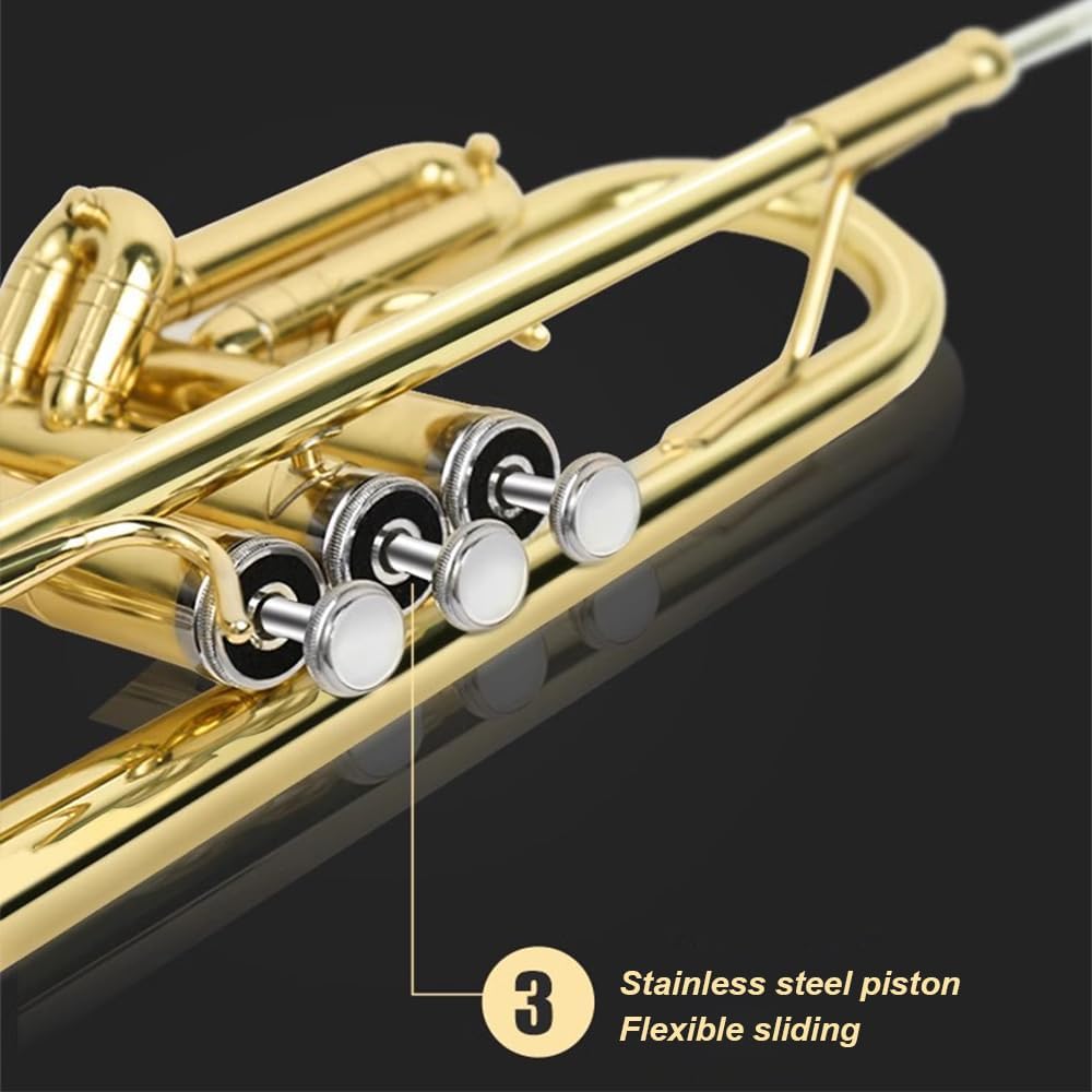 B-Flat Trumpet Instrument, Western Instrument for Band, Wind Instrument for Beginners Professional Performance Level, Festival Celebration