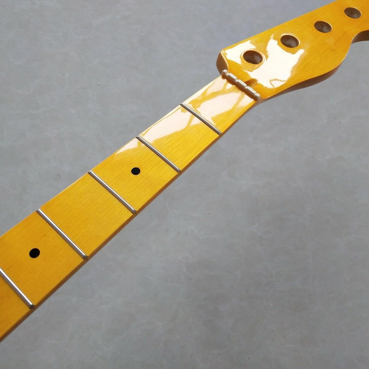 Yellow Bass Guitar Neck Piece 20 Fret 34 Inch Maple Fingerboard Dot Inlay Replacement Parts