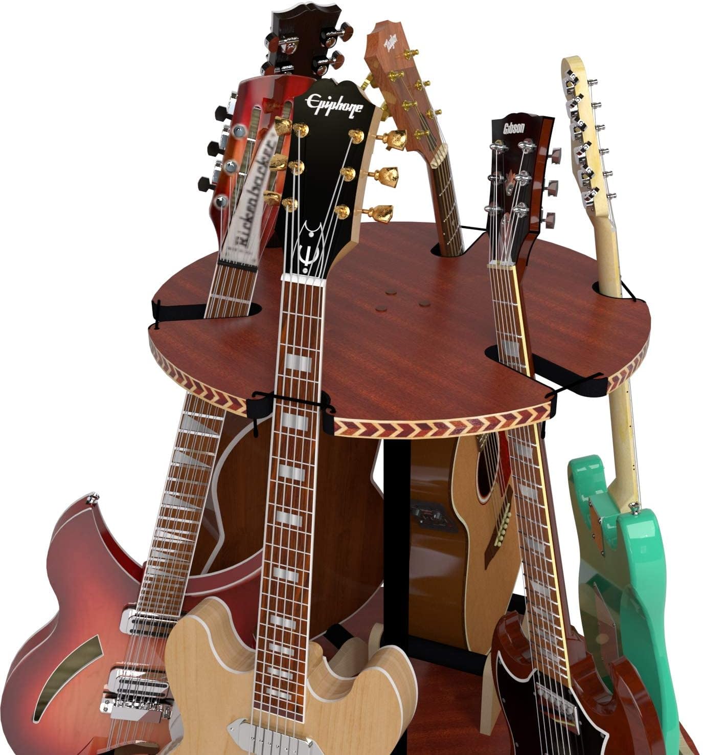 A&S Crafted Products The Carousel Rotating Multi Guitar Stand | Holds Acoustic & Electric | Fit 6 Instruments in 3ft of Space | Made In U.S.A.