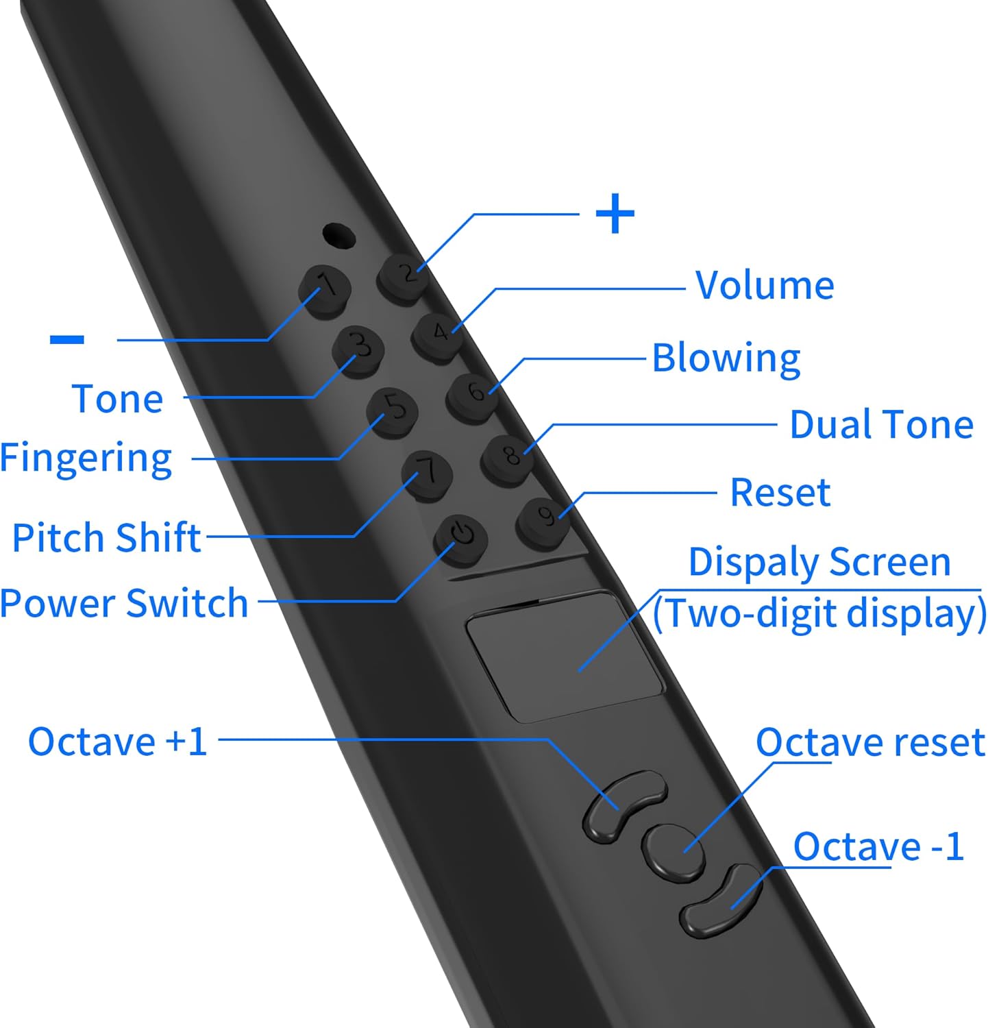 MINI Smart Electronic Blowpipe, with 13 Different Tones, Built-in Speakers, MIDI Interface, Rechargeable Battery, Portable Blowing Instrument Electric Blow Pipe